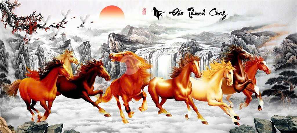 Tranh Mã đáo thành công tượng trưng cho sự thành công, may mắn